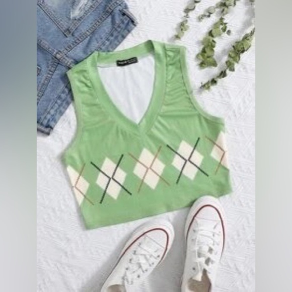 Argyle Print Tank Top